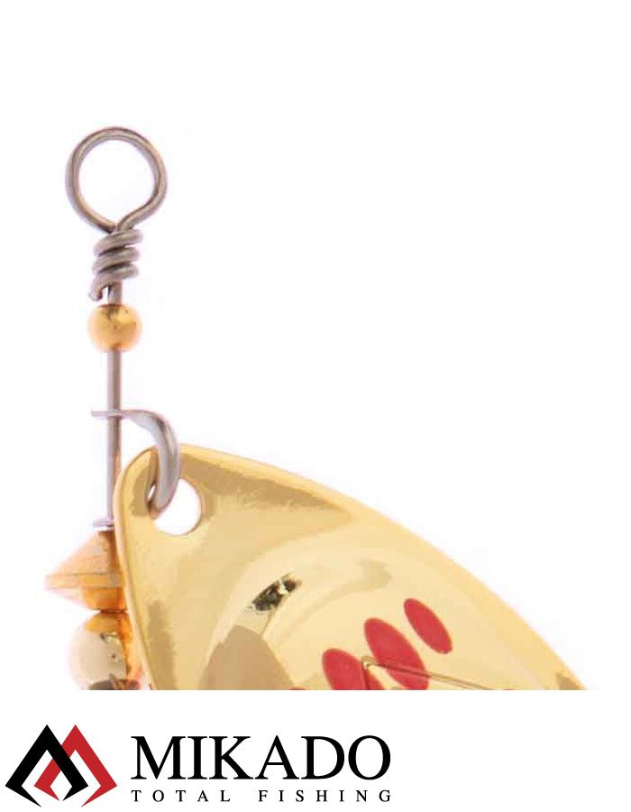 Блесна вращающаяся Mikado HYPNOTIC №3, 6,4 г., GOLDEN RED, с красной кисточкой, тройник BKK