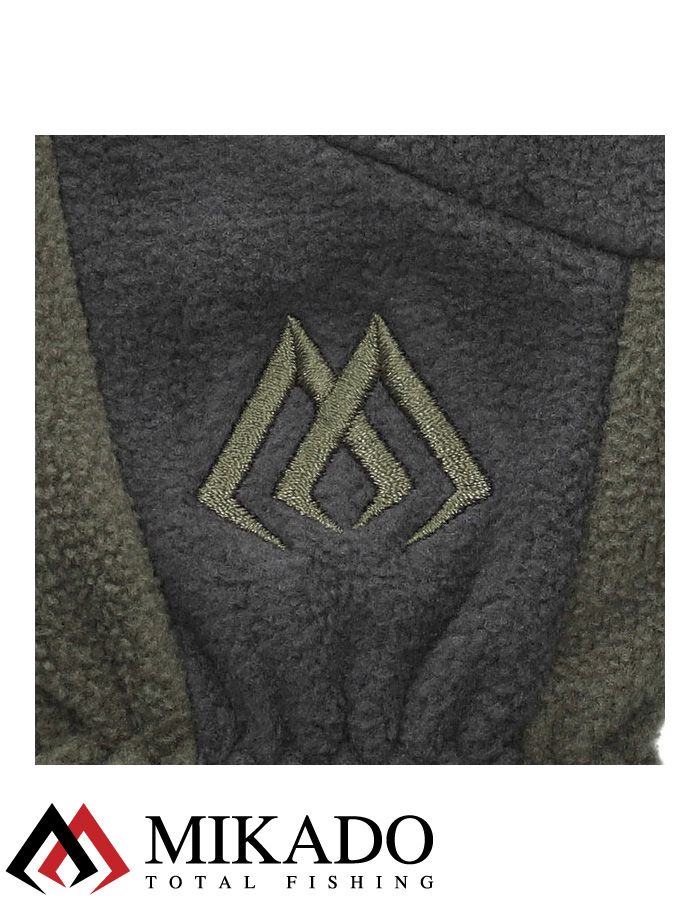 Перчатки рыболовные флисовые без пальцев Mikado UMR-11G-M серо-зелёные размер M