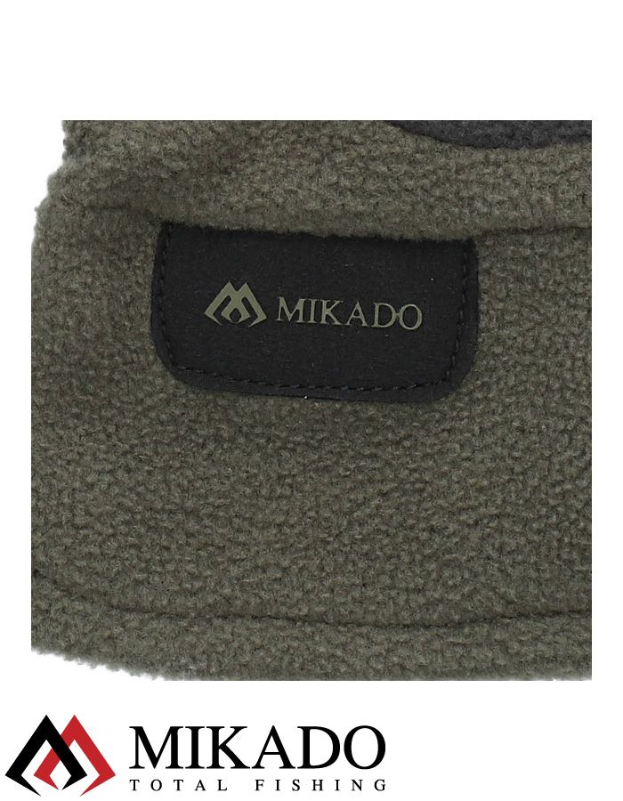 Перчатки рыболовные флисовые без пальцев Mikado UMR-11G-M серо-зелёные размер M