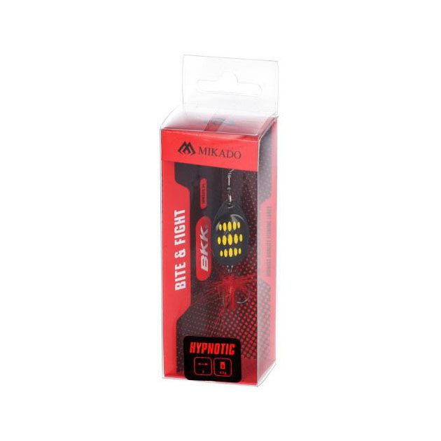 Блесна вращающаяся Mikado HYPNOTIC №4, 10.5 г., BEE, с красной кисточкой, тройник BKK