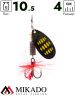 Блесна вращающаяся Mikado HYPNOTIC №4, 10.5 г., BEE, с красной кисточкой, тройник BKK
