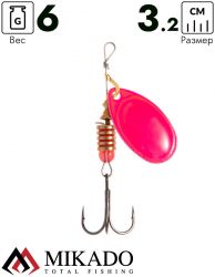 Блесна вращающаяся Mikado FOCUS №3, 6 г., серебро розовый (fluorescent), длина лепестка 32 мм.