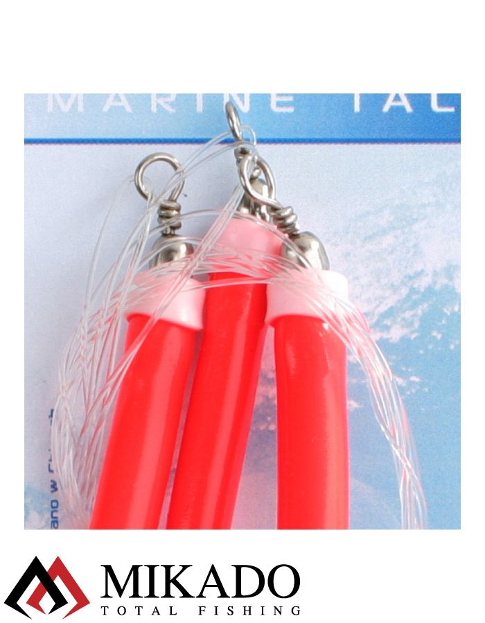 Морская оснастка Mikado GUMMI MAKK RIG, крючок № 6/0 (3шт.) RED