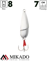 Блесна колеблющаяся Mikado EZZA (гладкая) №1, 8 г., 7.0 см., серебро