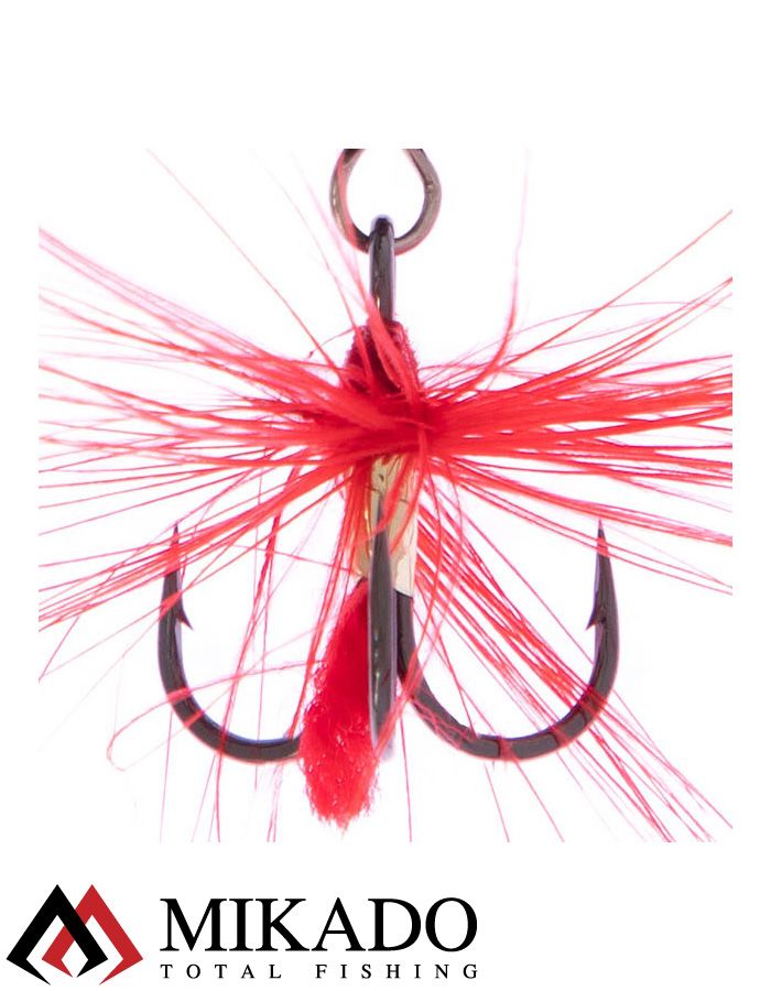 Блесна вращающаяся Mikado HYPNOTIC №4, 10.5 г., FIRETIGER, с красной кисточкой, тройник BKK