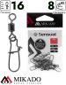 Застежка с роликовым вертлюжком Mikado Fastlock № 16,  тест 8 кг. (12 шт.)