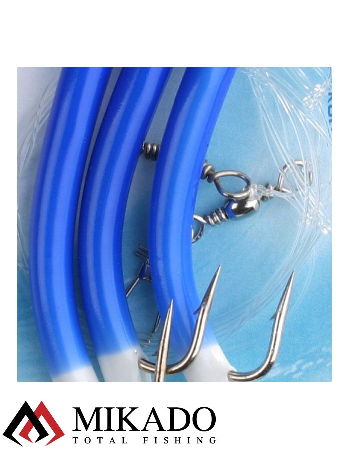 Морская оснастка Mikado GUMMI MAKK RIG, крючок № 6/0 (3шт.) BLUE
